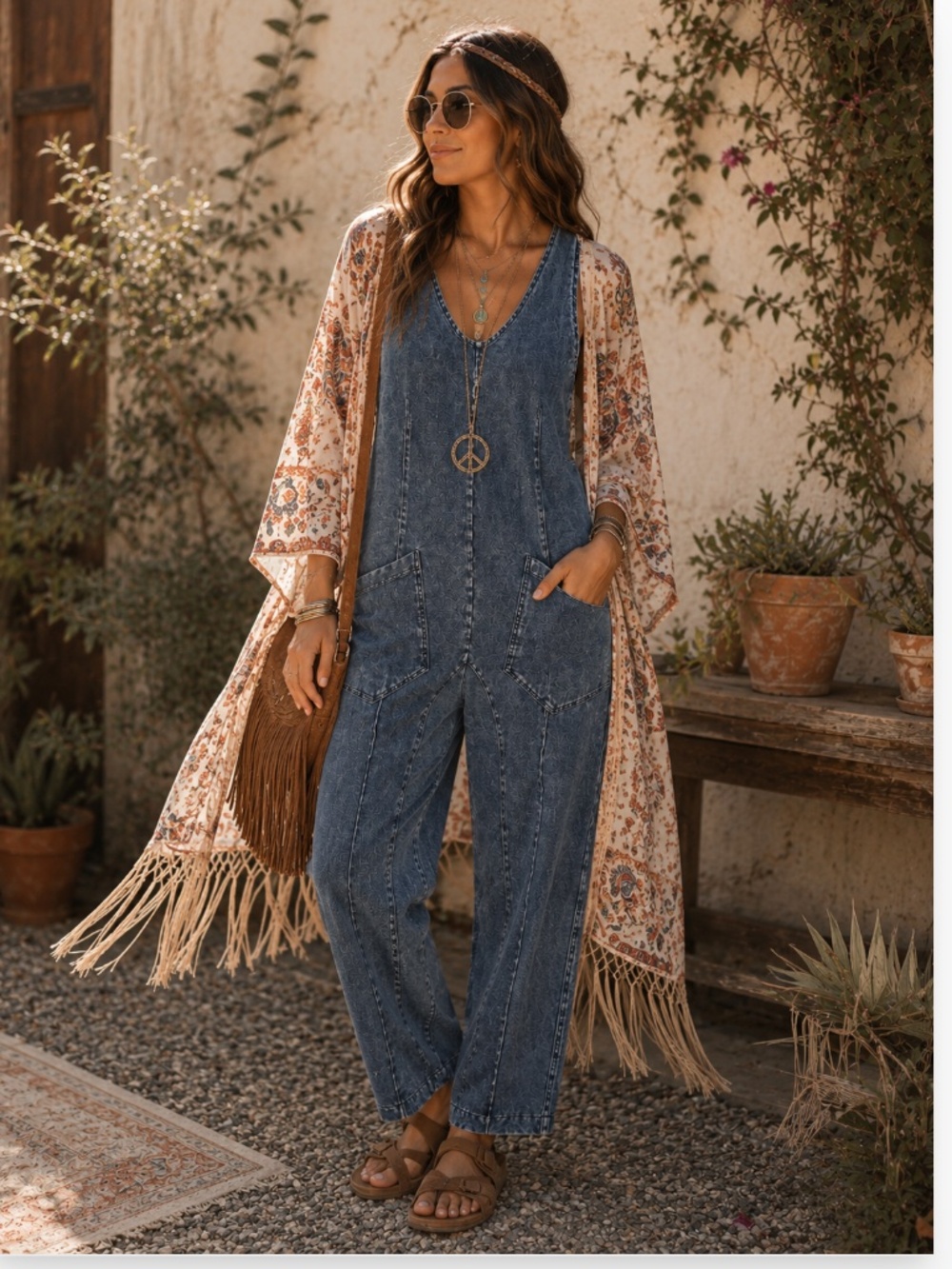 Exlura Women Denim Jumpsuit Overalls Blue Small Boho Casual Farmgirl Hippie Chic - Picture 14 of 14